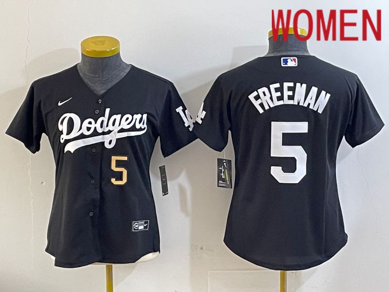 Women Los Angeles Dodgers #5 Freeman Black Game 2024 Nike MLB Jersey style 11214->women mlb jersey->Women Jersey